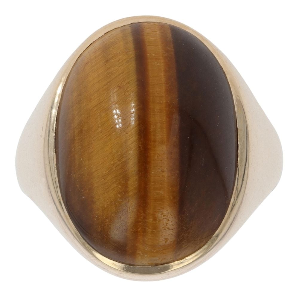 9ct Yellow Gold Tiger's Eye Oval Signet Ring