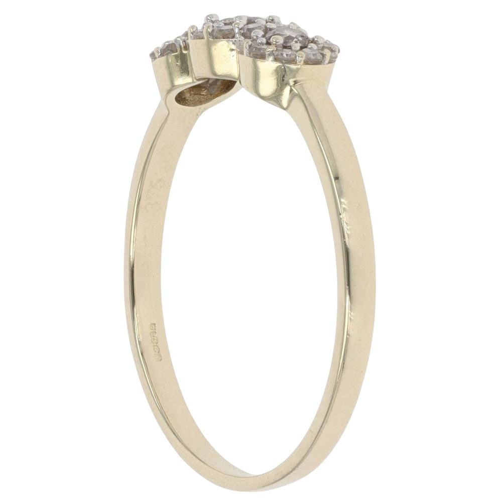 9ct Yellow Gold 0.25ct Brilliant Cut White And Brown Diamond Cluster Ring