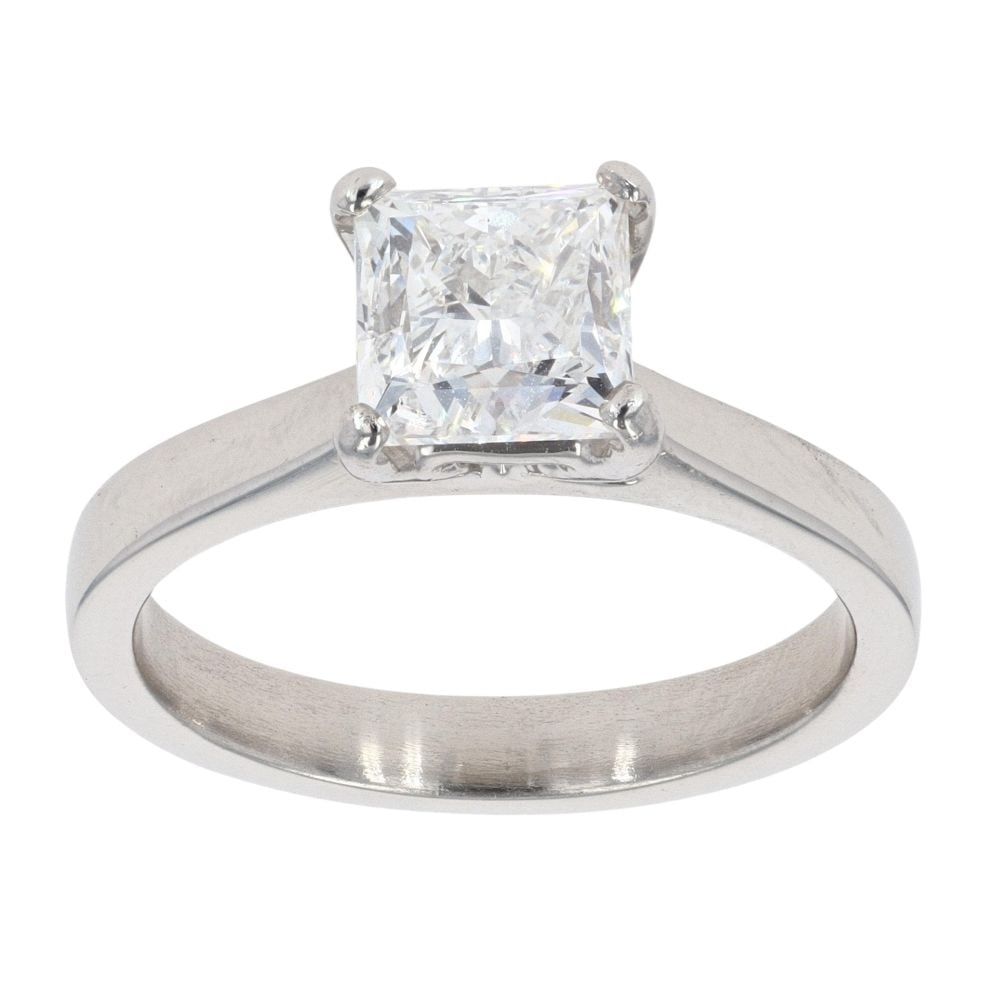 Platinum 1.51ct Princess Cut Diamond Solitaire Ring