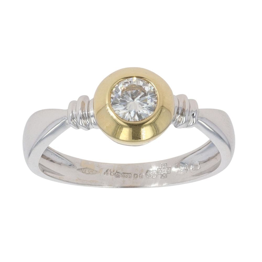 18ct Yellow and White Gold 0.40ct Diamond Solitaire Ring