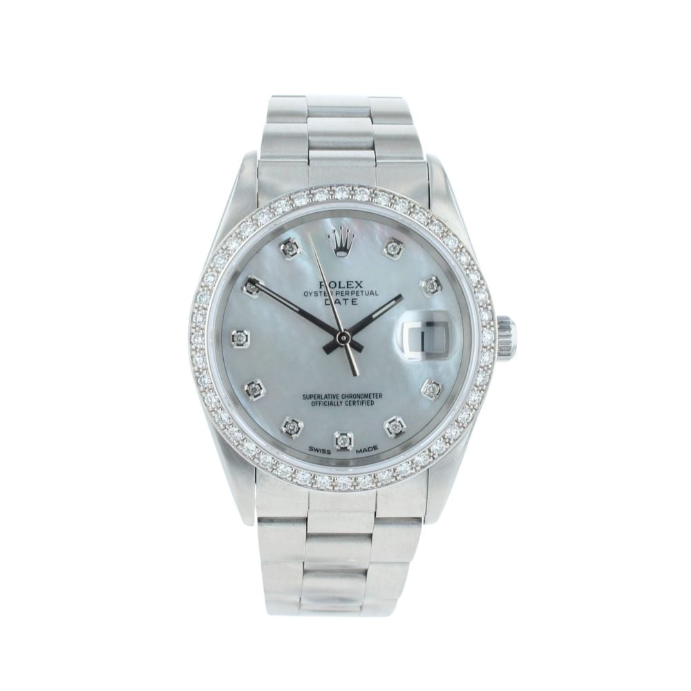 Rolex Custom Oyster Perpetual Date Pre Owned Watch Ref 15200