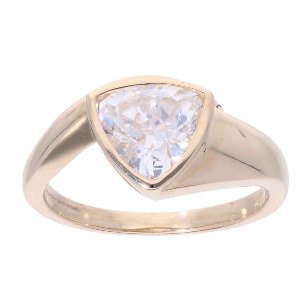 9ct Yellow Gold Trillion Cut Cubic Zirconia Ring Ramsdens Jewellery