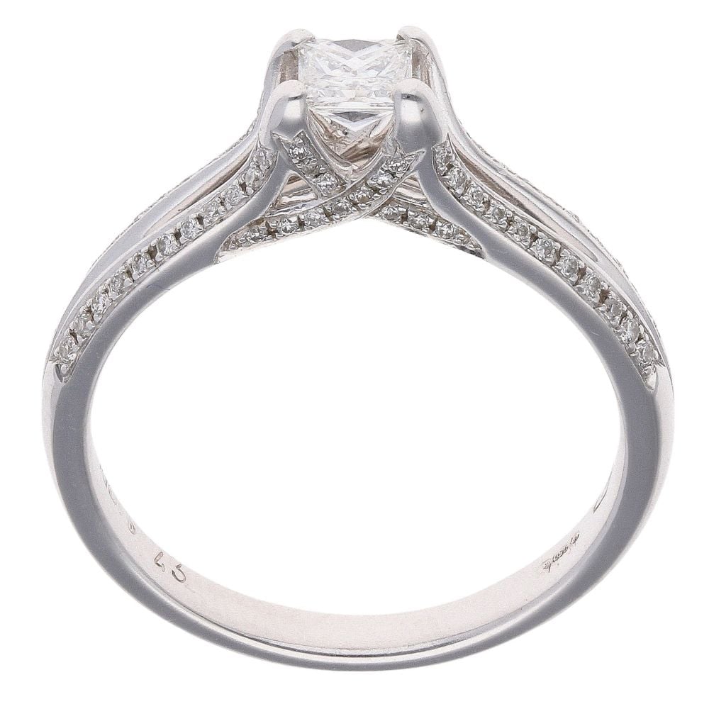 18ct White Gold 0.43ct Princess Cut Diamond Solitaire Ring