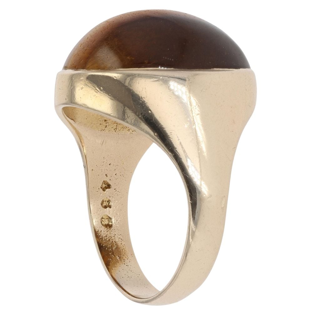 9ct Yellow Gold Tiger's Eye Oval Signet Ring