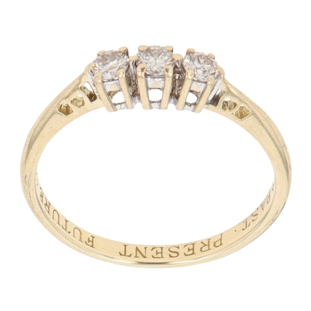 18ct Yellow Gold 0.30ct Brilliant Cut Diamond Trilogy Ring