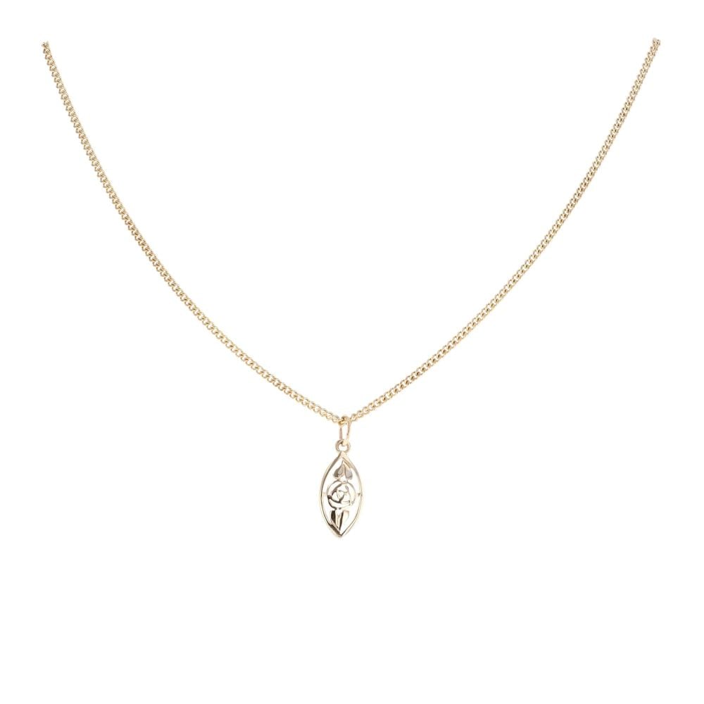 9ct Yellow Gold Fancy Pendant And Chain 16"