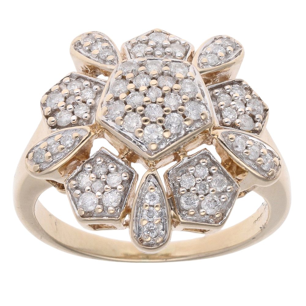 0.35ct Diamond Cluster Engagement Ring Set In 9ct Yellow Gold main image 0