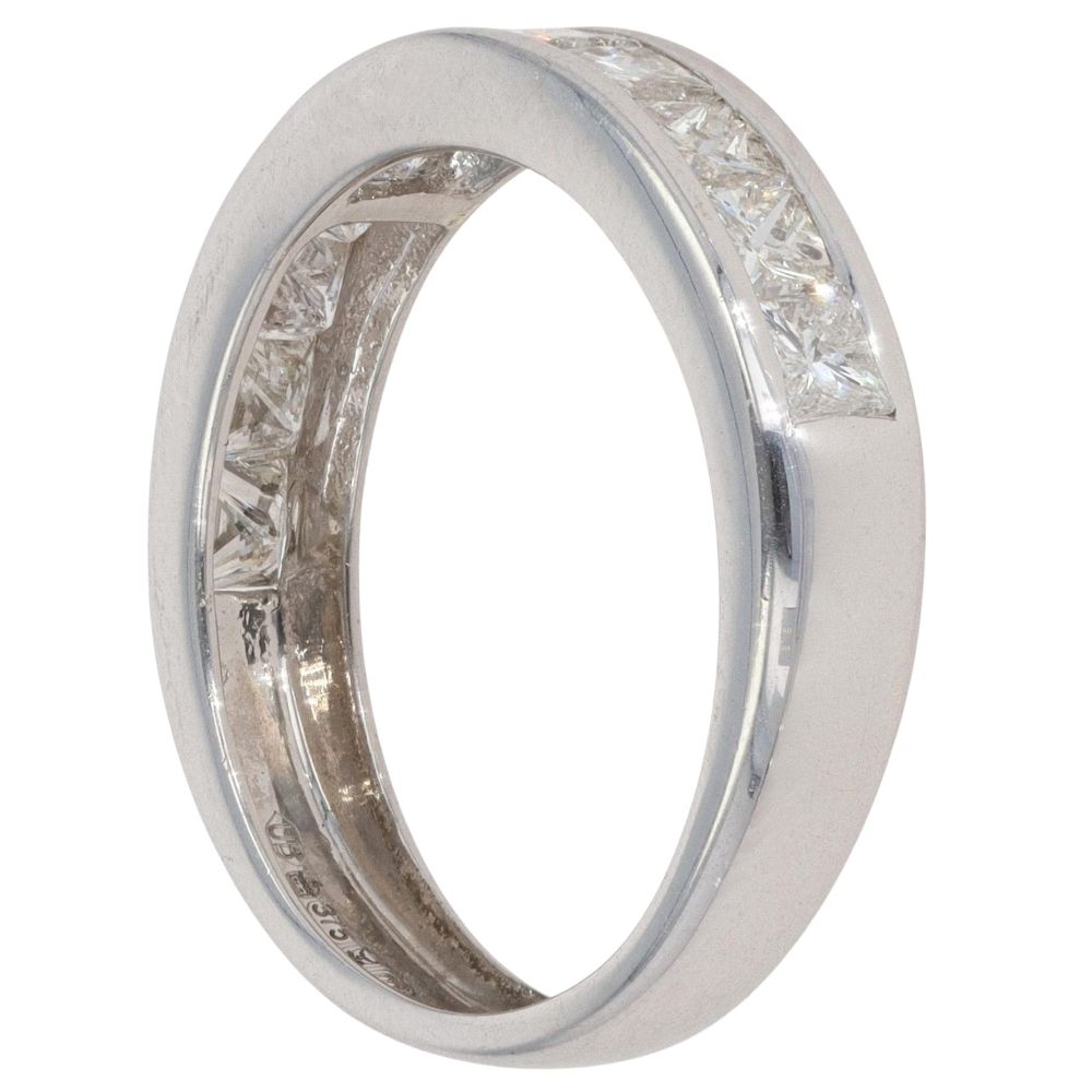 9ct White Gold 1.00ct Princess Cut Diamond Half Eternity Ring