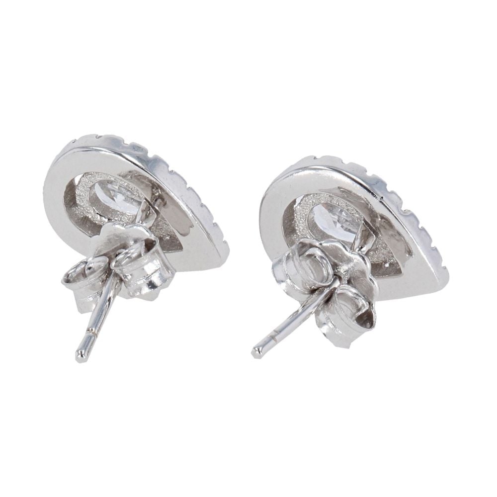Silver Cubic Zirconia Large Pear Cluster Stud Earrings by Icesia