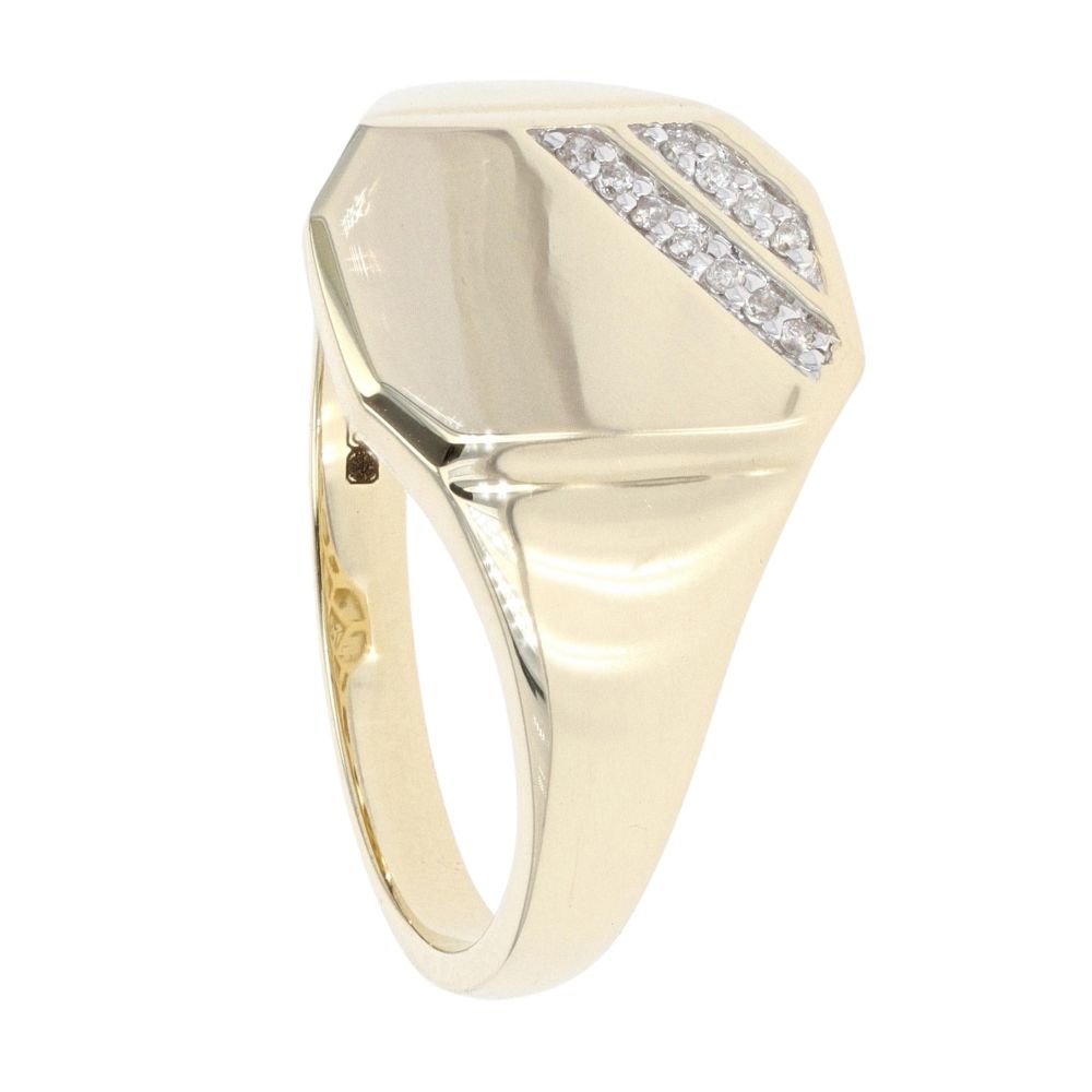 9ct Yellow Gold Octagonal 0.05ct Diamond Signet Ring RAMS3860000002 ...