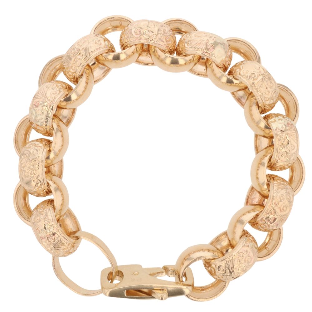 9ct Gold Baby Plain and Engraved Link Belcher Bracelet main image 1