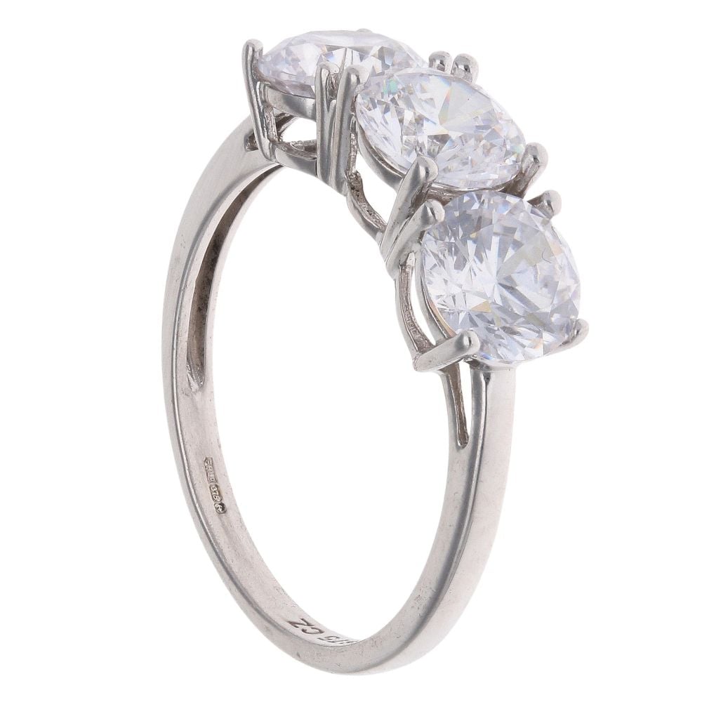 9ct White Gold Cubic Zirconia Three Stone Ring