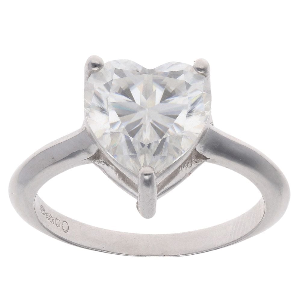 Platinum Synthetic Moissanite Single Stone Ring