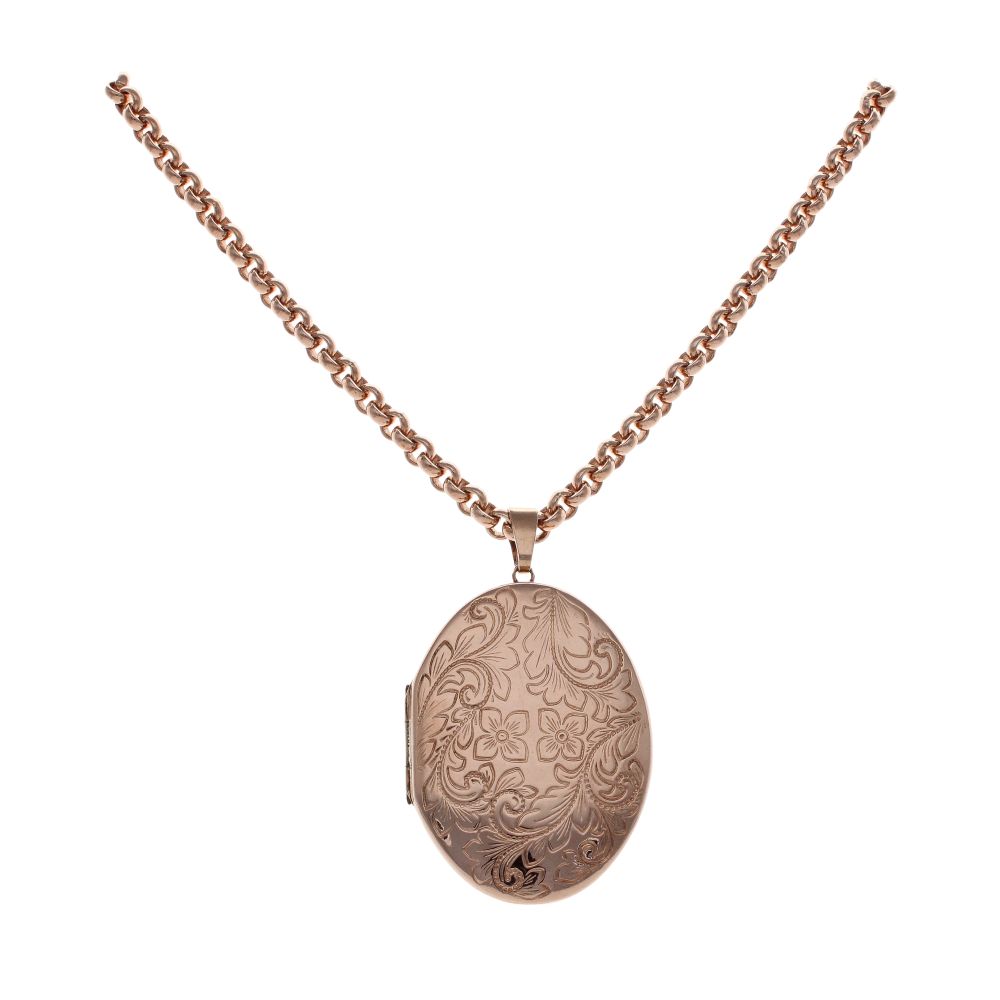 9ct Rose Gold Locket And Chain 24" Ramsdens Jewellery