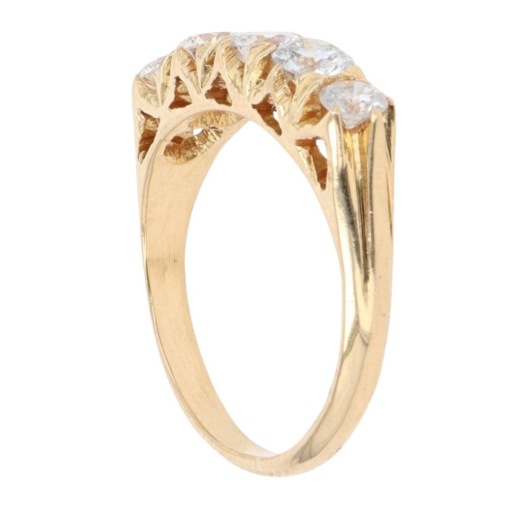 18ct Yellow Gold 1.00ct Brilliant Cut Diamond Five Stone Ring
