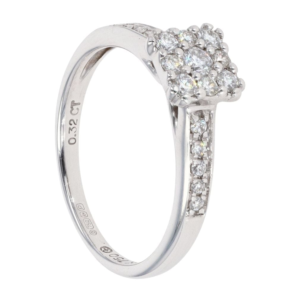 18ct White Gold 0.32ct Diamond Cluster Ring