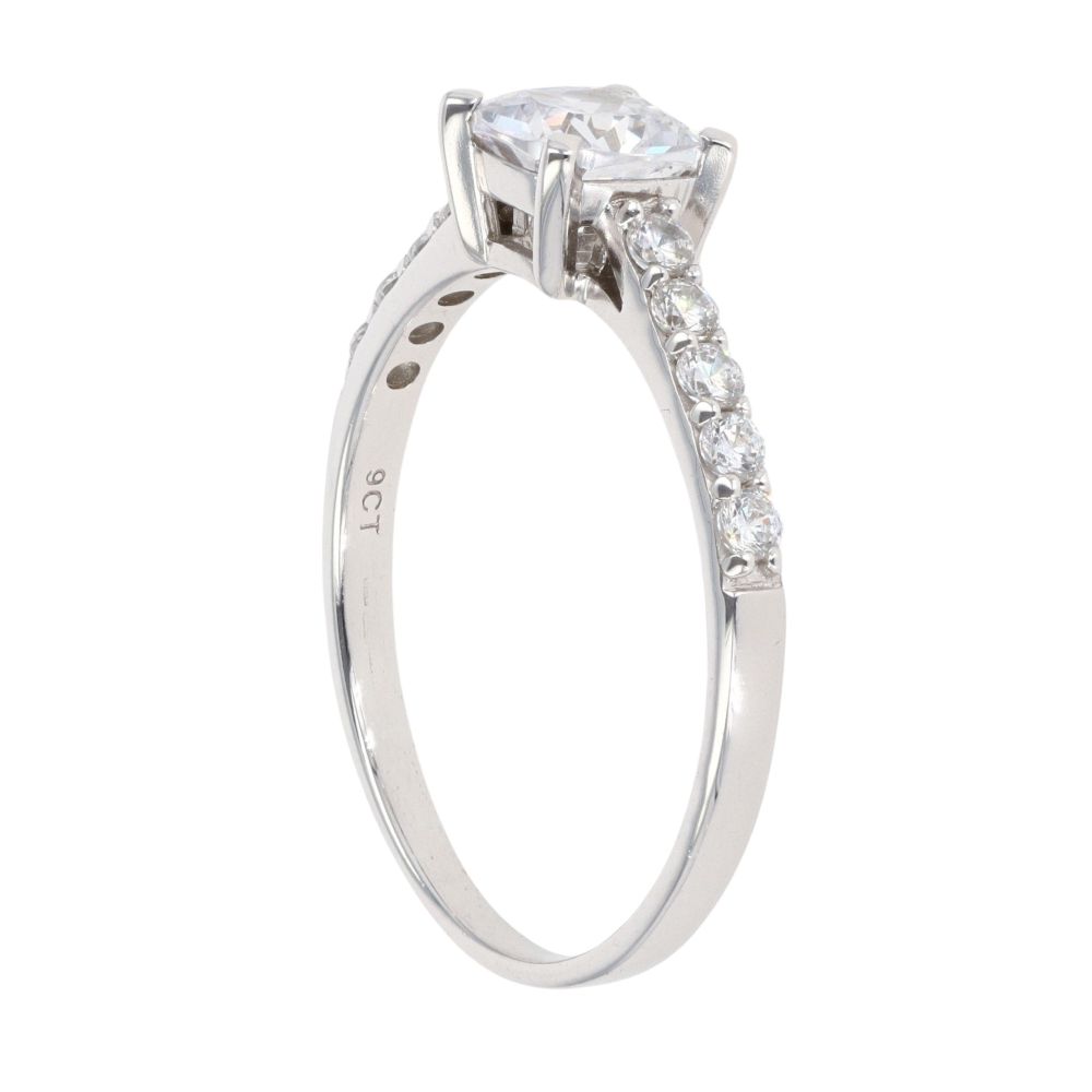 9ct White Gold Single Stone Cubic Zirconia Ring