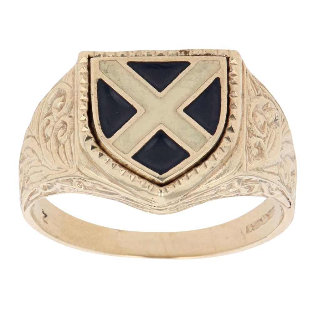 9ct Yellow Gold Scotland Flag Signet Ring RAMS175358259009 | Ramsdens ...