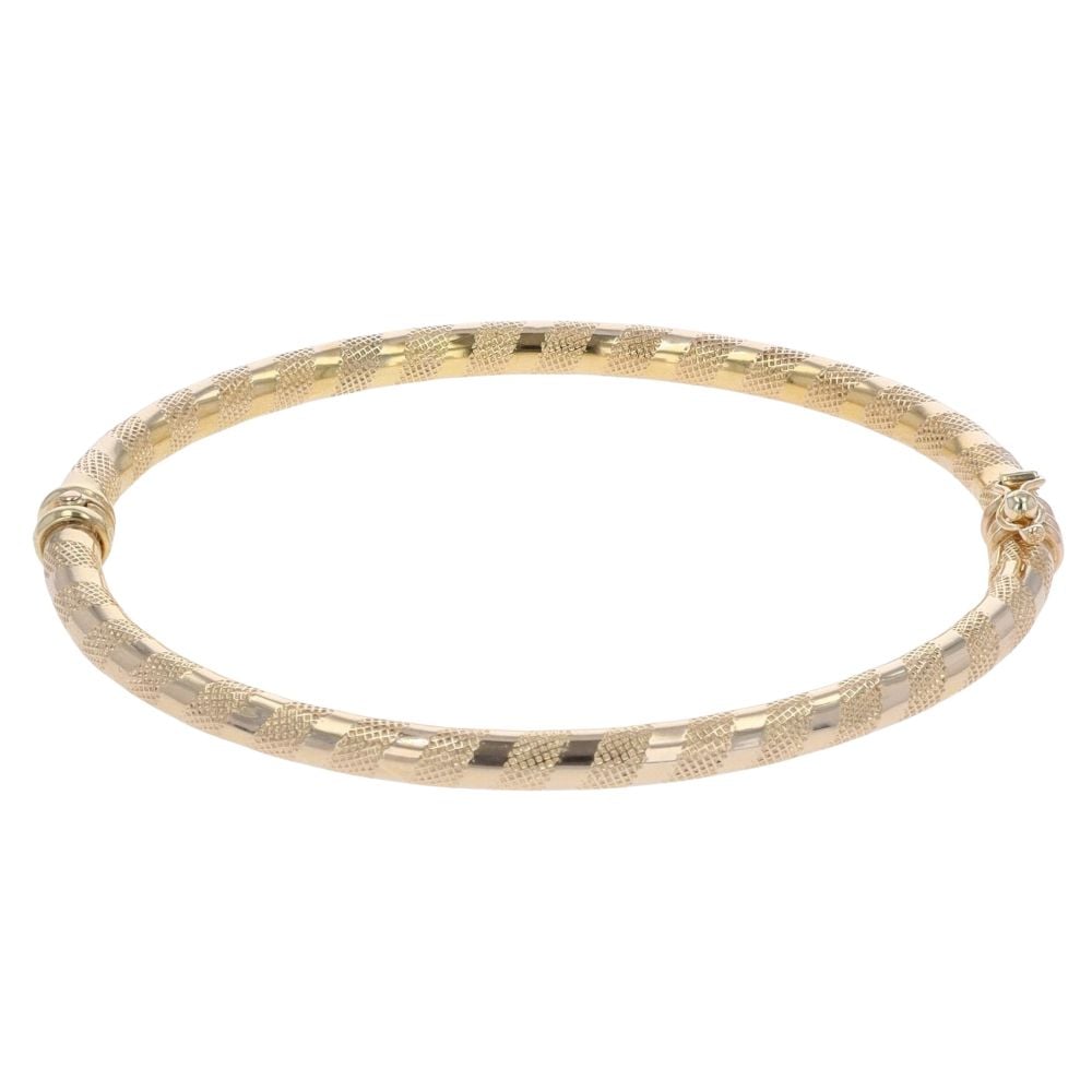 9ct Yellow Gold Patterned Hinged Bangle