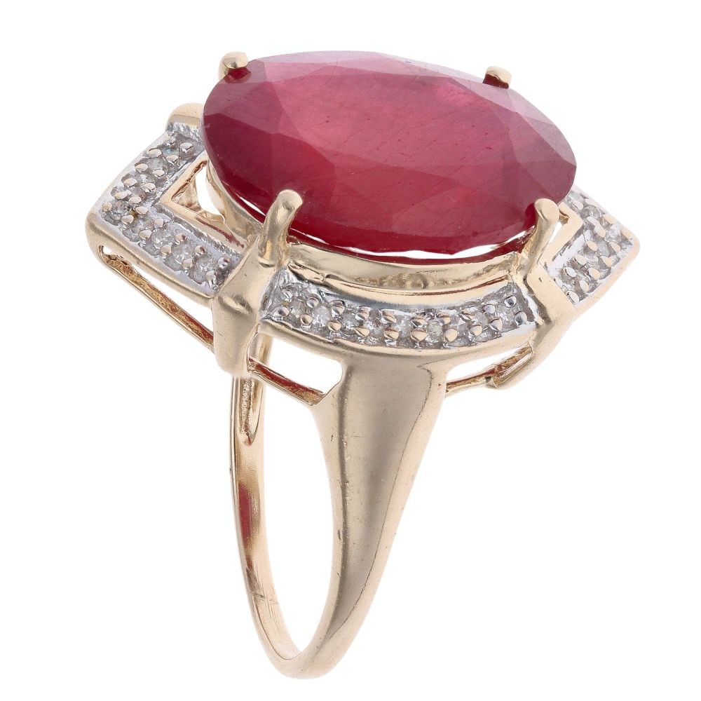 9ct Yellow Gold 0.20ct Diamond and Ruby Cluster Ring