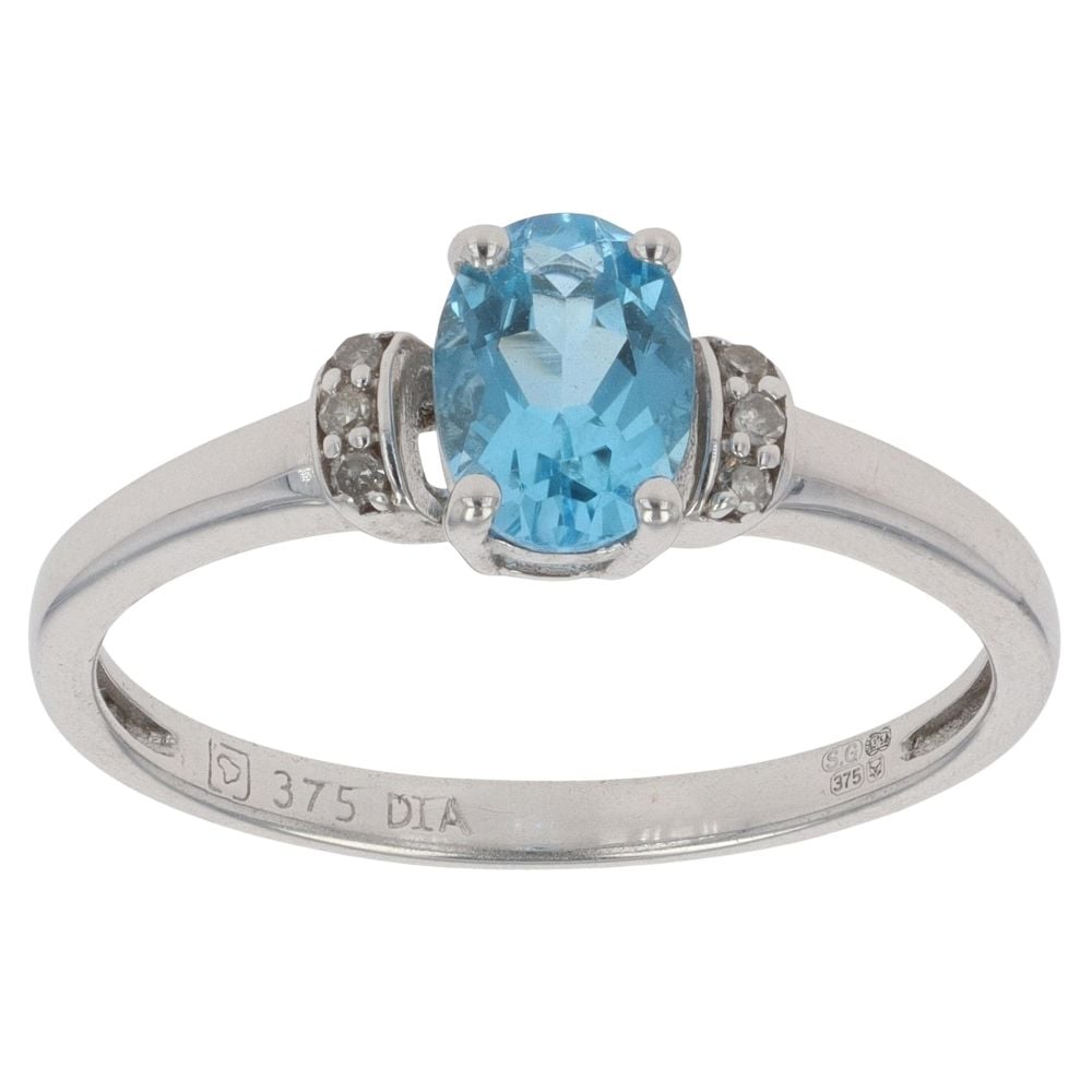 9ct White Gold 0.03ct Diamond and Apatite Dress Ring