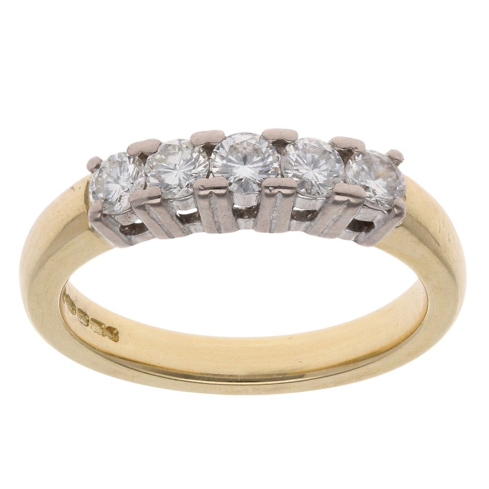 18ct Yellow Gold 0.40ct Brilliant Cut Diamond Five Stone Ring ...