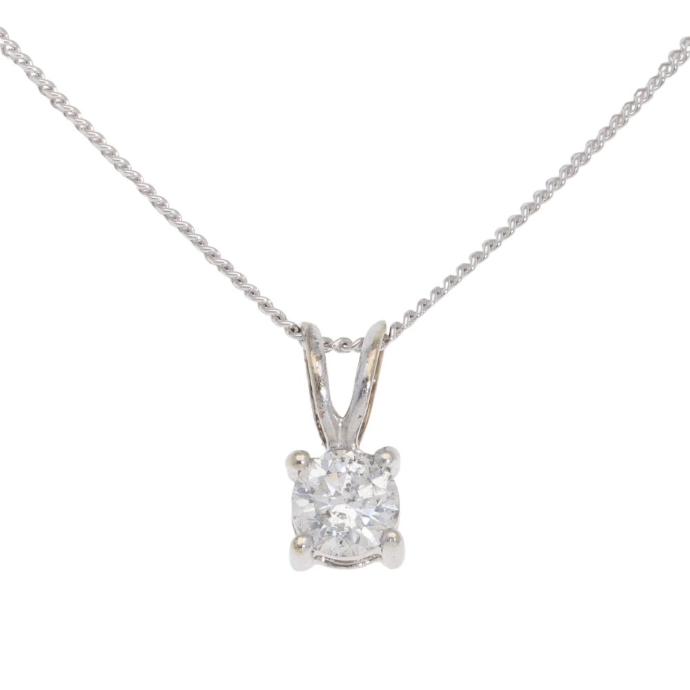 9ct White Gold 0.35ct Diamond Pendant and Chain 16" Ramsdens Jewellery