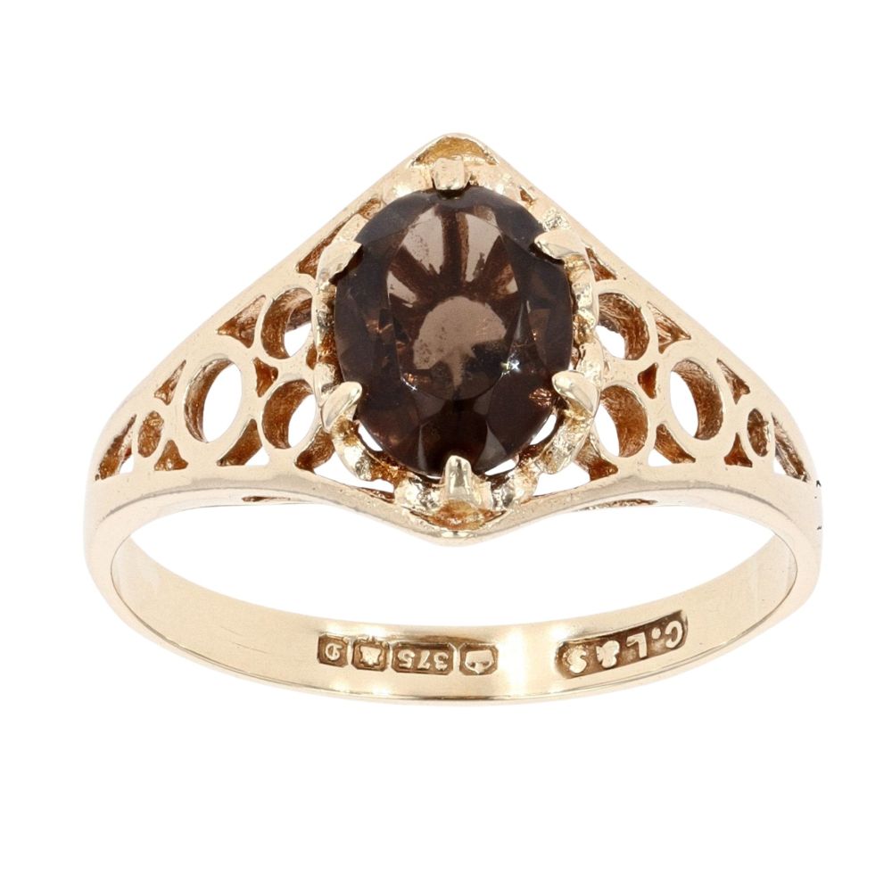 9ct Yellow Gold Faceted Smokey Quartz Ring main image 0