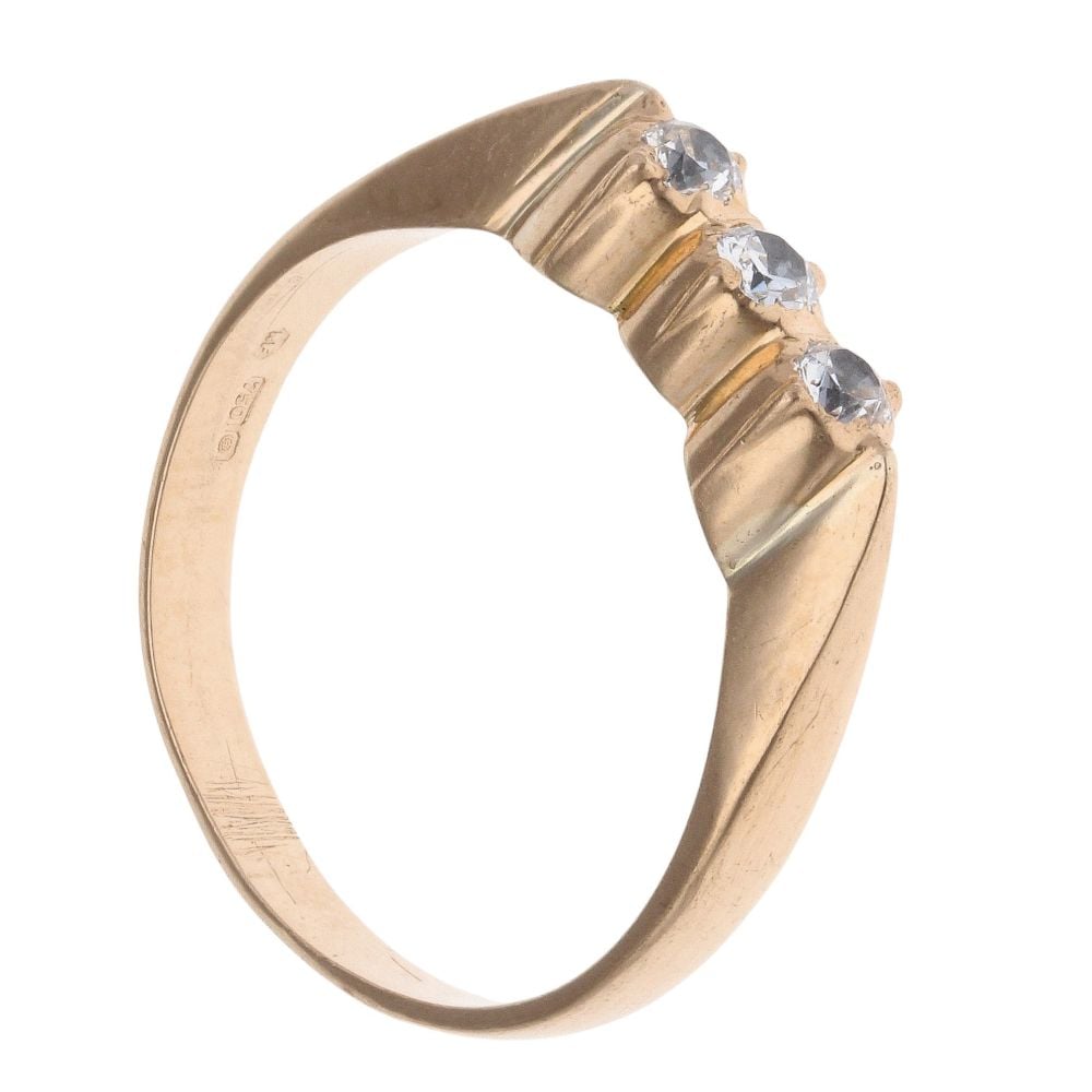 18ct Yellow Gold Cubic Zirconia Three Stone Ring