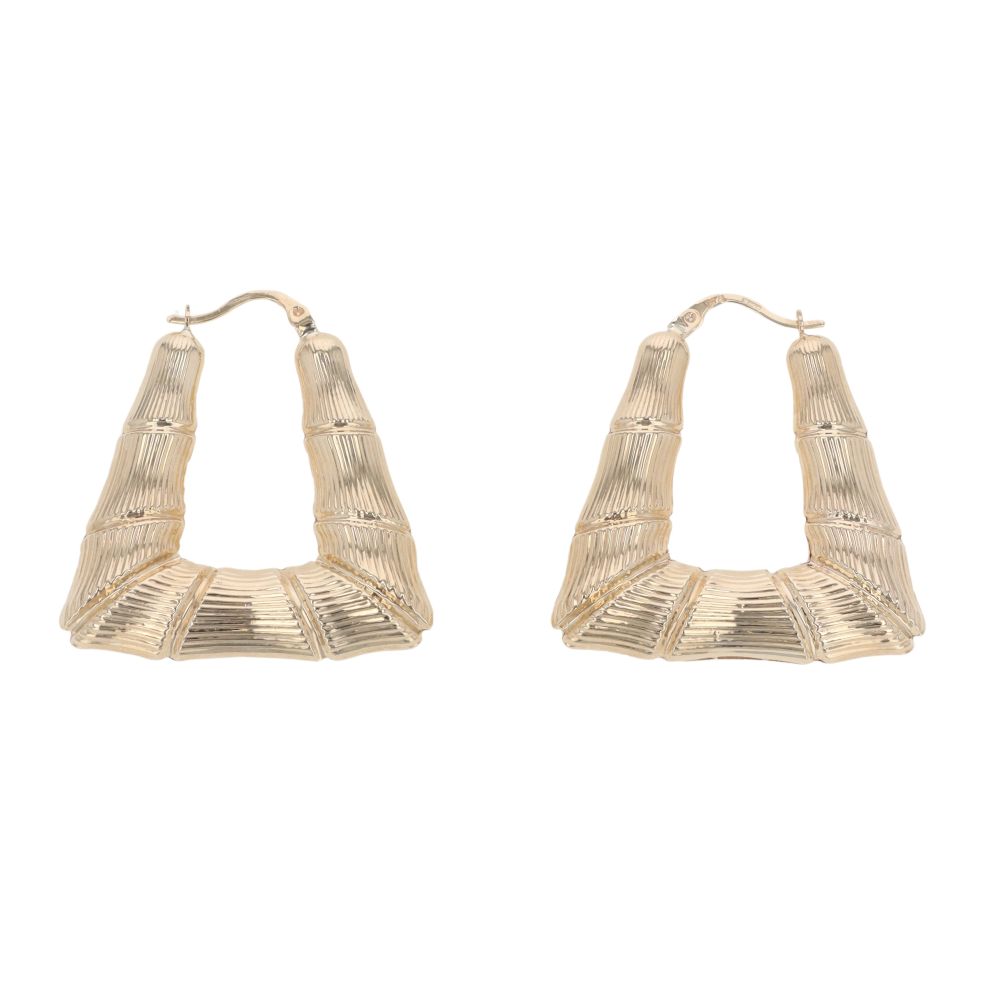 9ct Yellow Gold Bamboo Creole Earrings