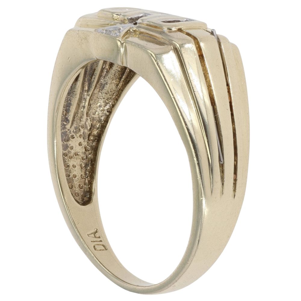 9ct Yellow Gold 0.02ct Diamond Dad Ring