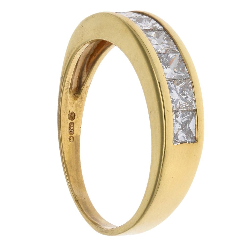 18ct Yellow Gold 0.90ct Princess Cut Diamond Eternity Ring