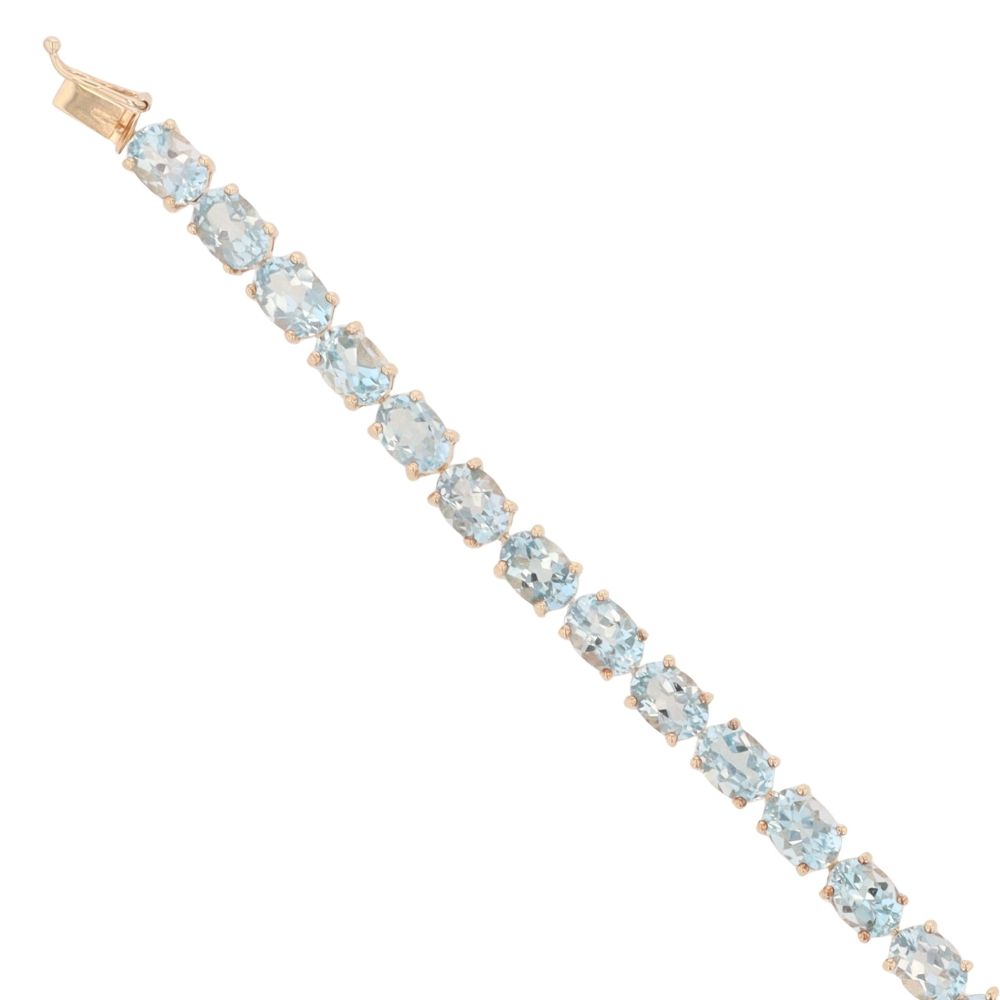 9ct Yellow Gold Blue Topaz Bracelet 7"