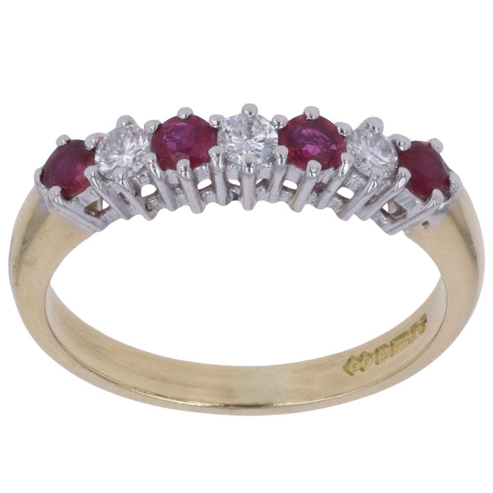 18ct Yellow Gold 0.20ct Diamond and Ruby Eternity Ring RAMS144362590017 ...