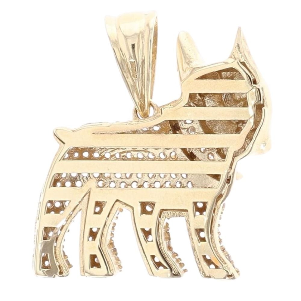 9ct Yellow Gold Cubic Zirconia French Bulldog Pendant