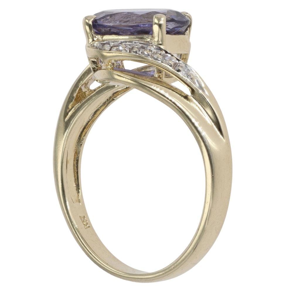9ct Yellow Gold 0.05ct Diamond and Tanzanite Dress Ring