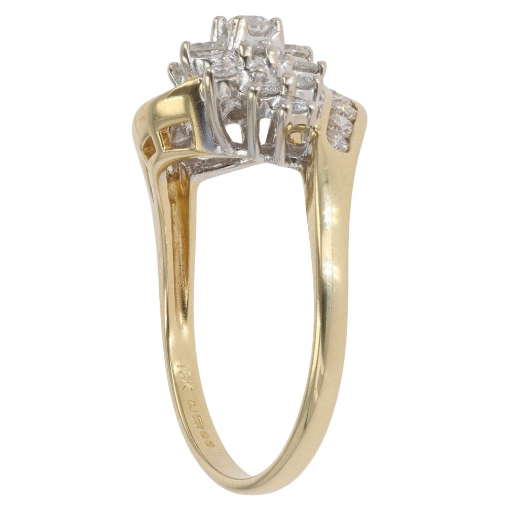 18ct Yellow Gold 0.68ct Brilliant Cut Diamond Cluster Ring