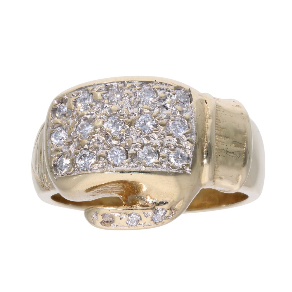 9ct Yellow Gold Cubic Zirconia Boxing Glove Ring Ramsdens Jewellery
