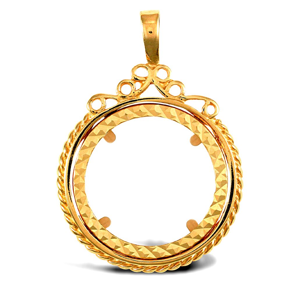 9ct Yellow Gold Full Sovereign Pendant Mount - Scroll Top RAMSJSP002-F ...