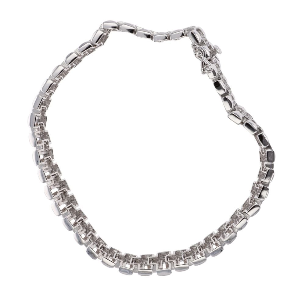 Silver Cubic Zirconia Watch Style Bracelet 8.5" By Icesia