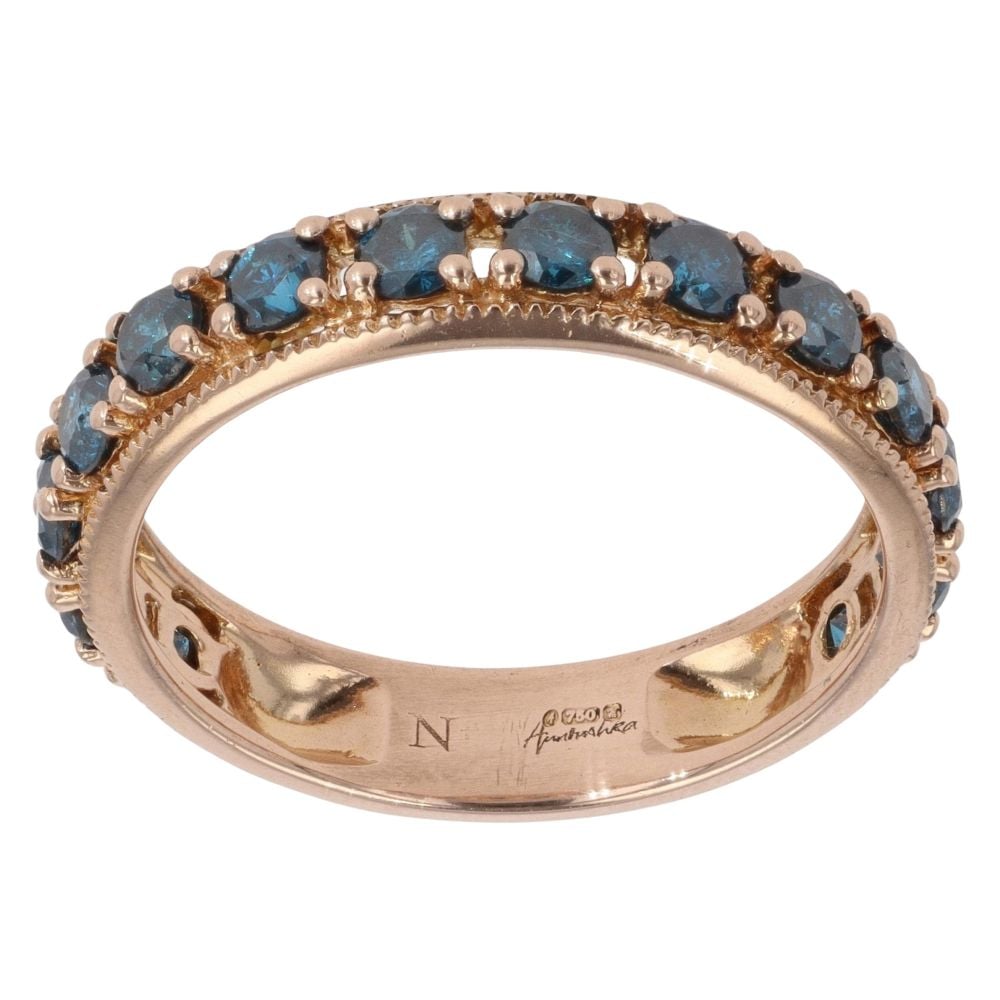 18ct Rose Gold 0.90ct Blue Diamond Eternity Ring