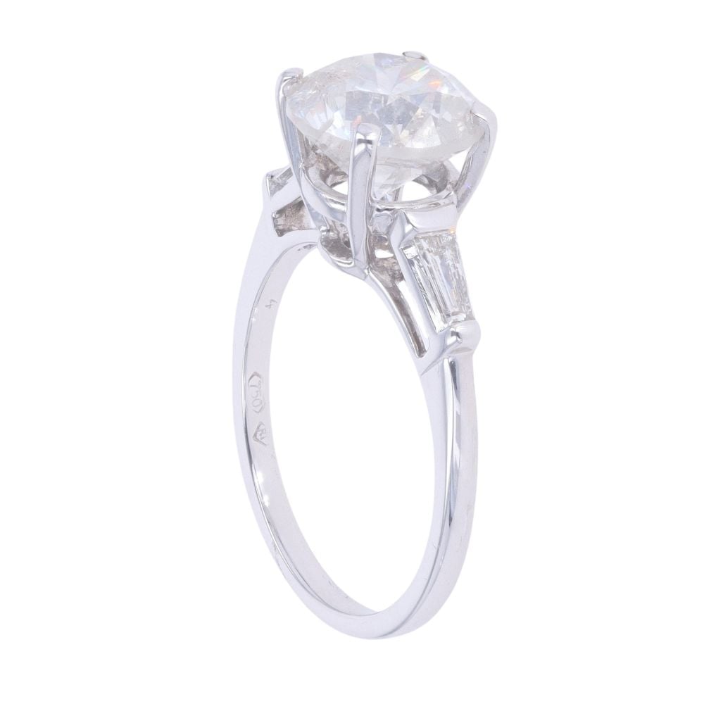 18ct White Gold 3.00ct Brilliant And Baguette Cut Solitaire Ring