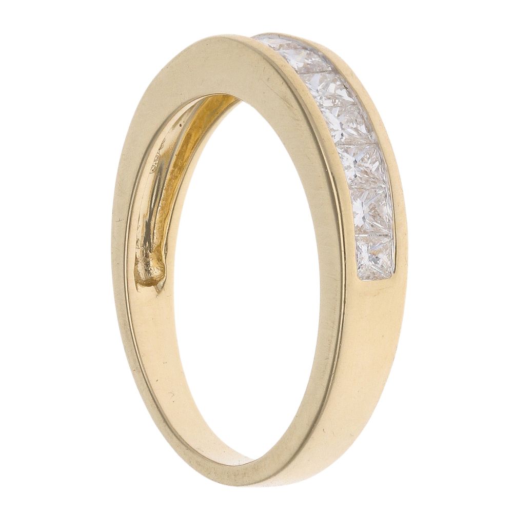 18ct Yellow Gold 0.50ct Princess Cut Diamond Half Eternity Ring ...