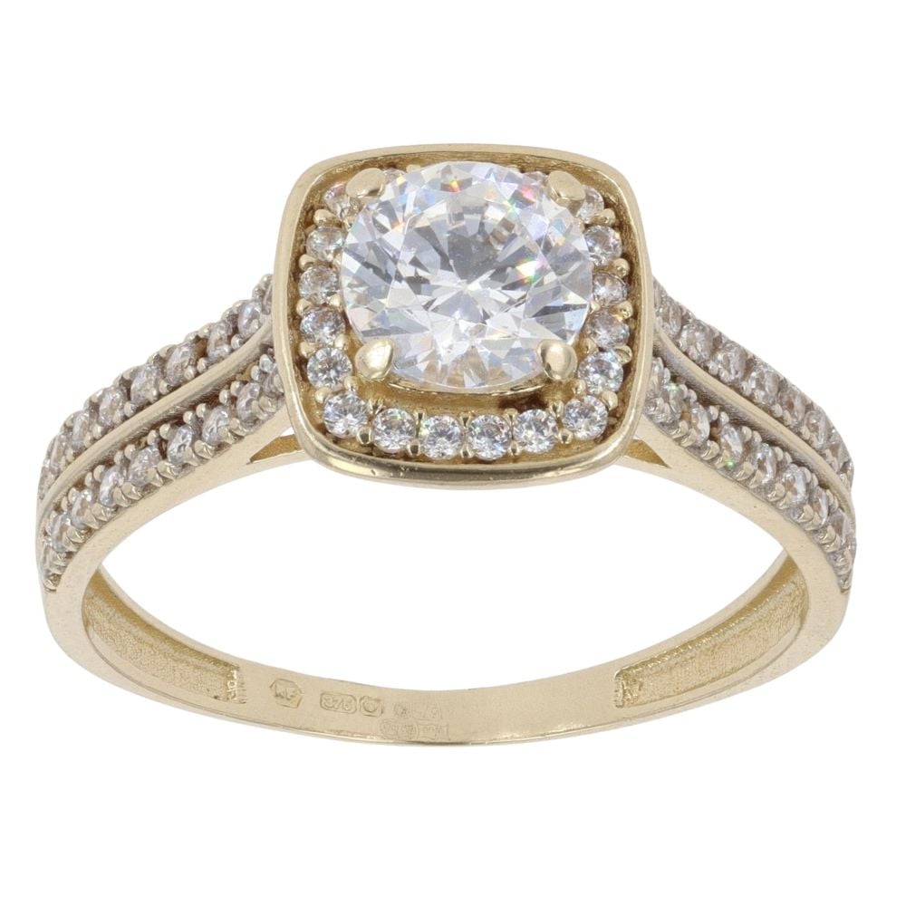 9ct Yellow Gold Cubic Zirconia Cluster Ring