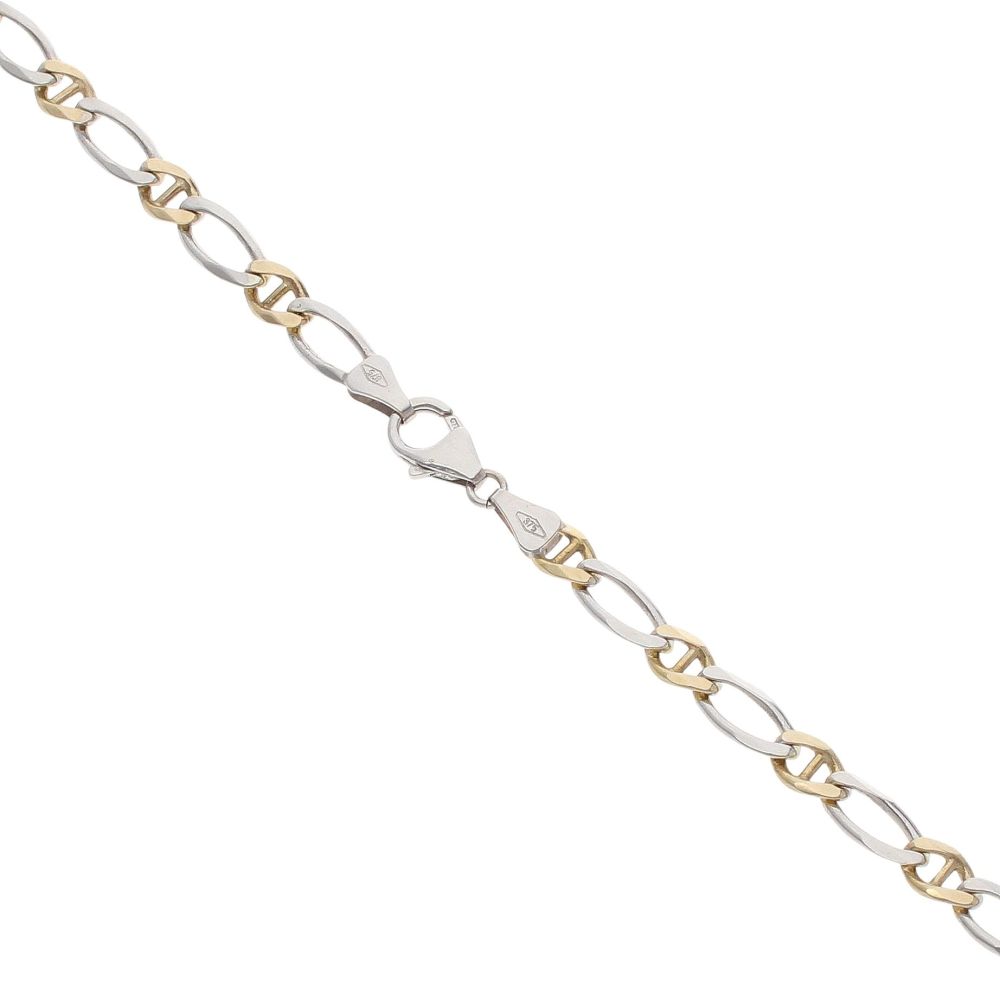 9ct Yellow And White Gold Anchor Chain 18"