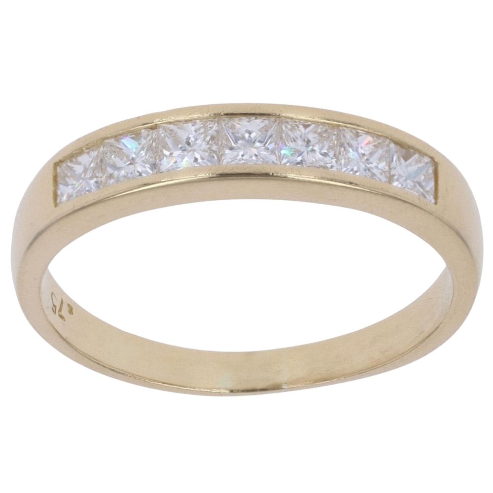 18ct Yellow Gold 0.75ct Princess Cut Diamond Half Eternity Ring ...