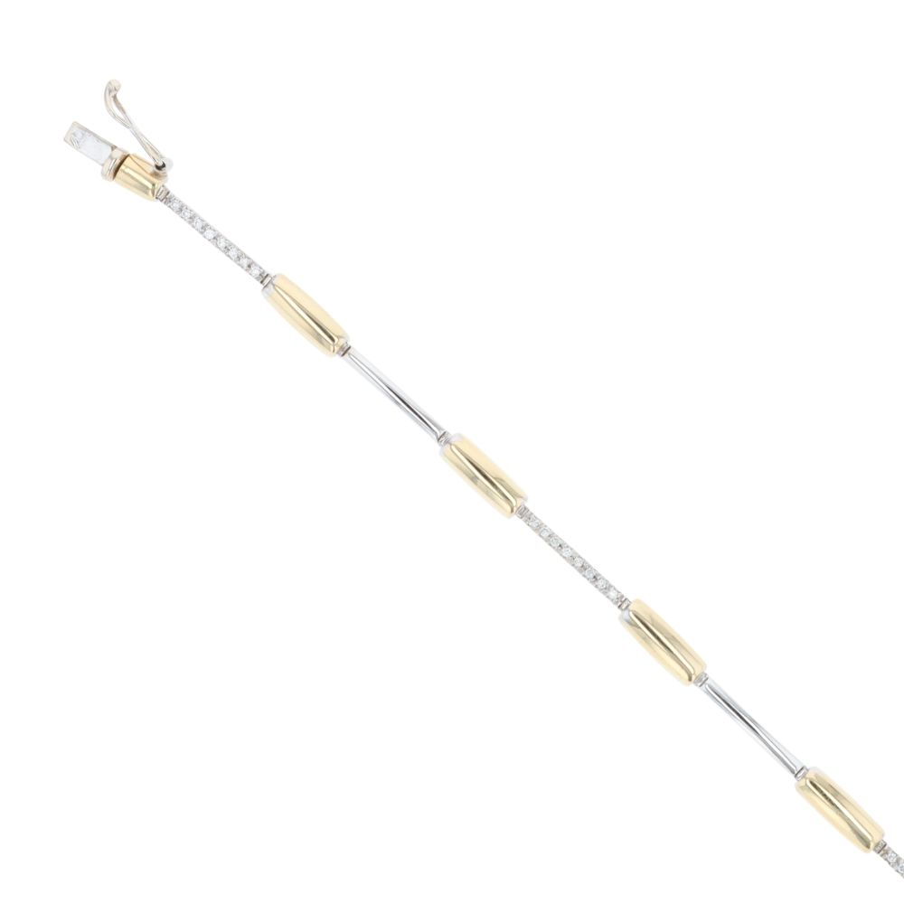 18ct Yellow And White Gold 0.15ct Brilliant Cut Diamond Bracelet 7.5"