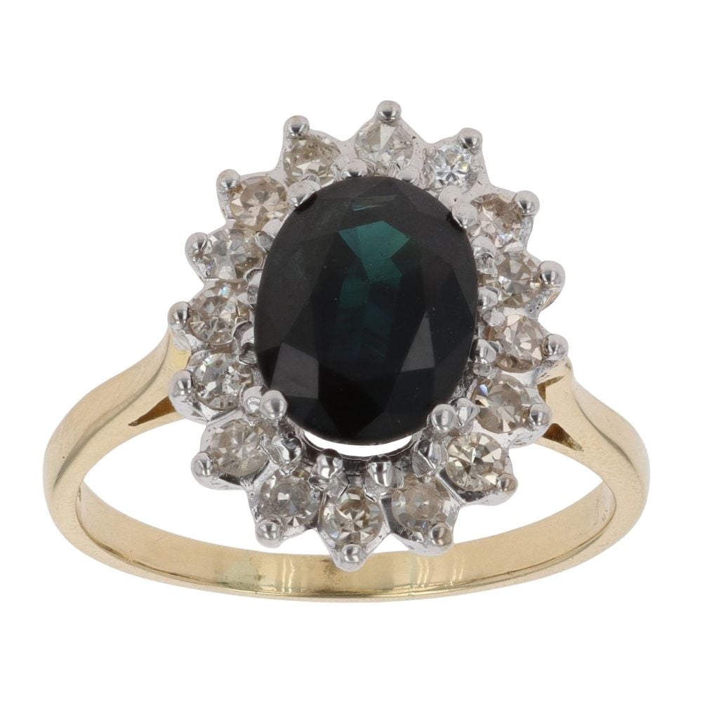 18ct Yellow Gold 0.50ct Diamond and Sapphire Cluster Ring