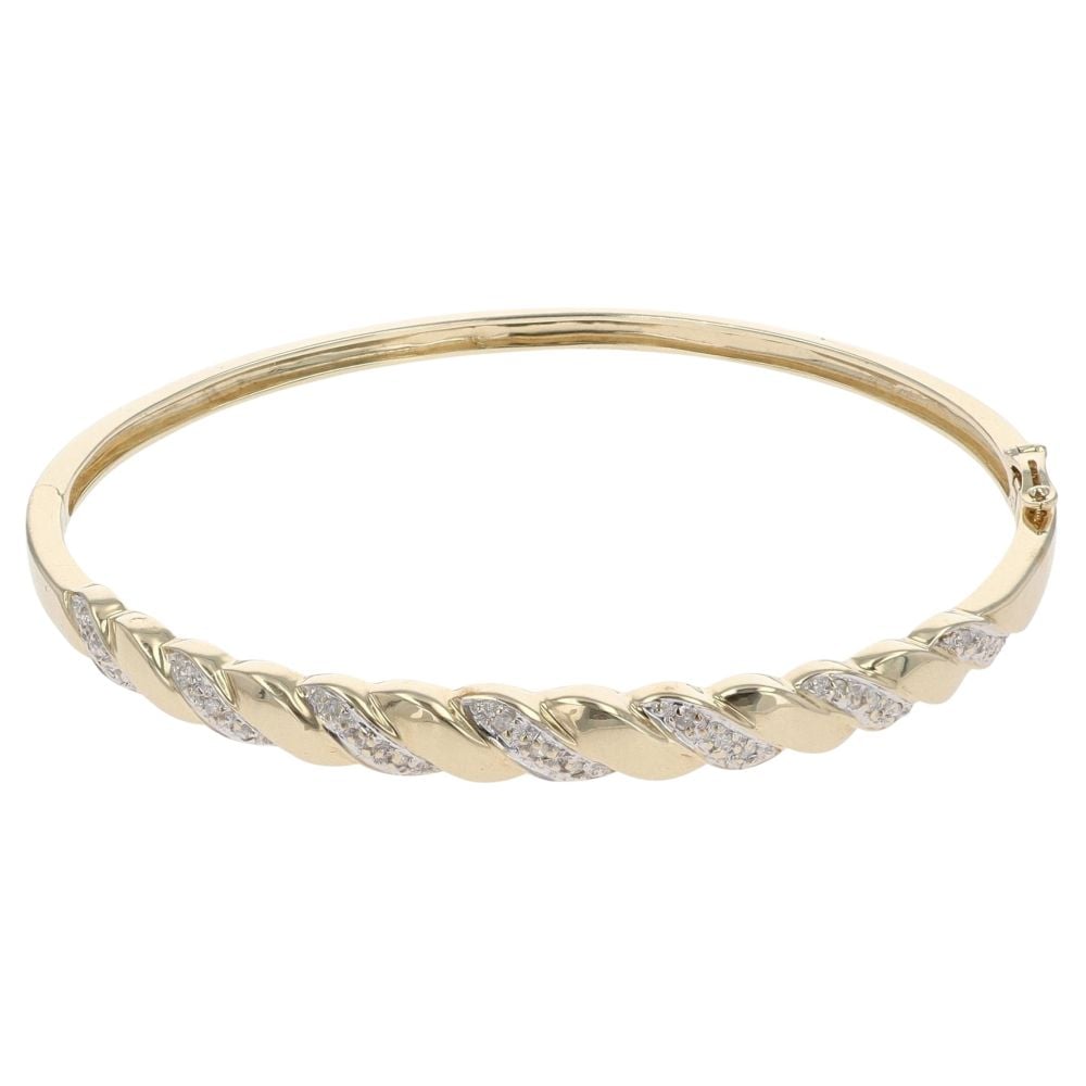9ct Yellow Gold 0.15ct Brilliant Cut Diamond Bangle
