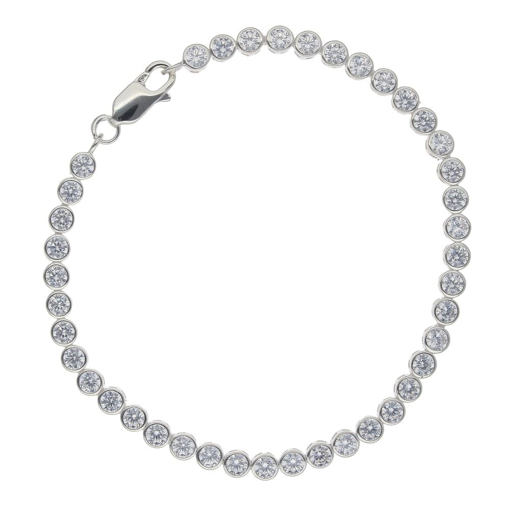 Silver Cubic Zirconia Tennis Bracelet 7" by Icesia
